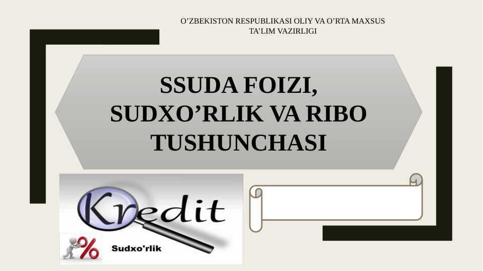 Ssuda foizi, sudxo'rlik va ribo tushunchasi