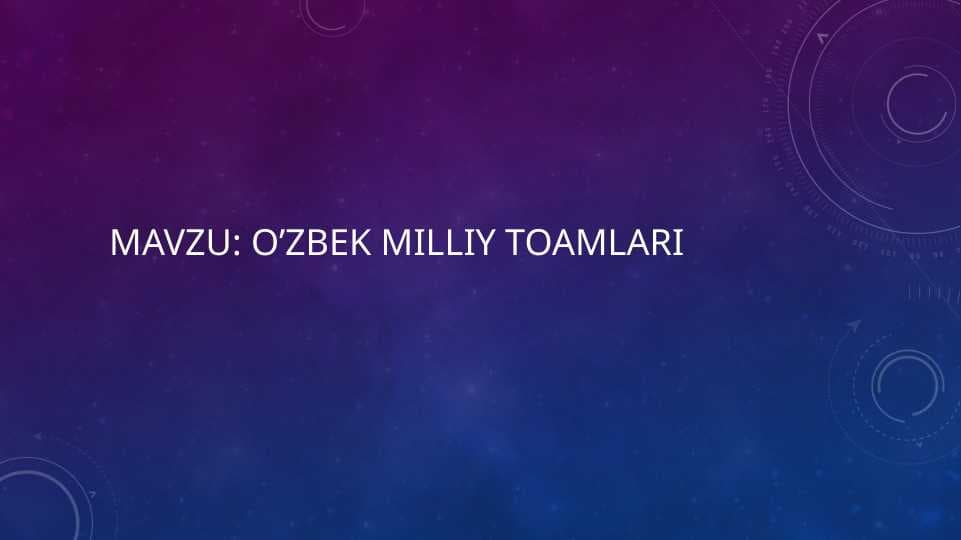 O’zbek milliy toamlari