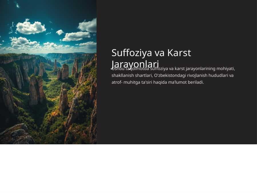 Suffoziya va Karst Jarayonlari