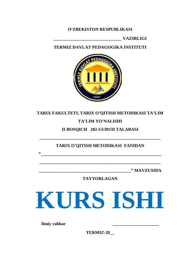 TARIX DARSLARINI SAMARADORLIGINI OSHIRISH USULLARI