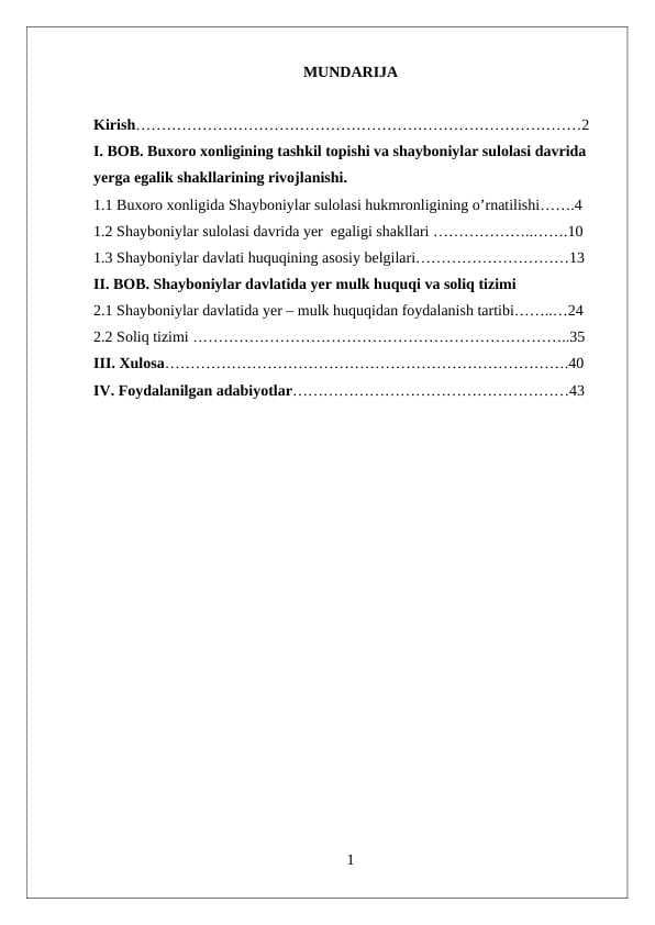Shayboniylar davlatida yer mulk Shayboniylar davlatida sud-huquq tizimi