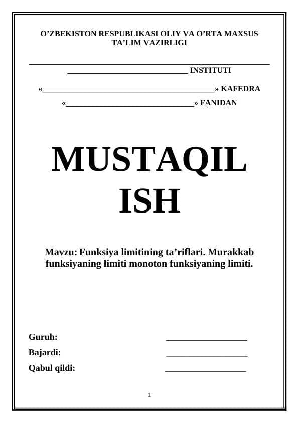 Funksiya limitining ta’riflari. Murakkab funksiyaning limiti monoton funksiyaning limiti