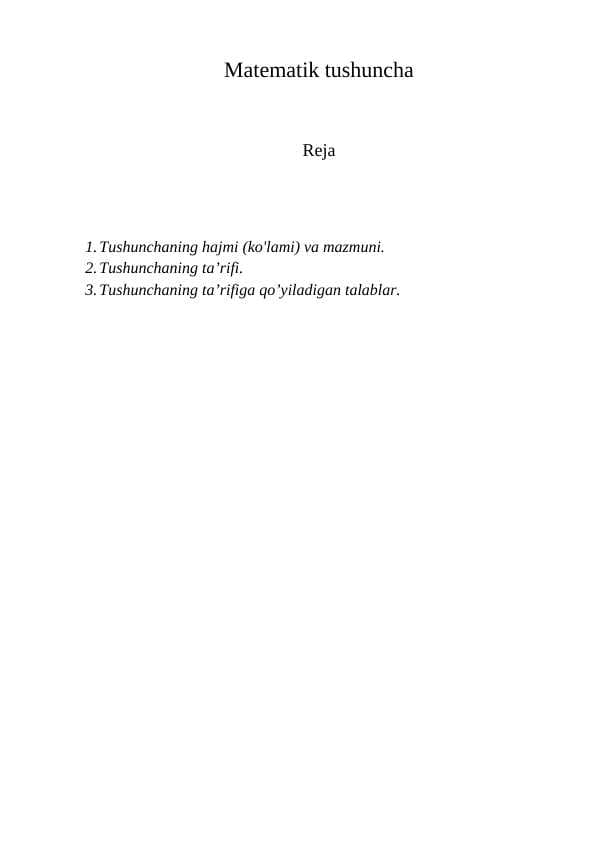 Matematik tushuncha
