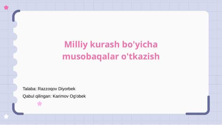 Milliy kurash bo'yicha musobaqalar o'tkazish