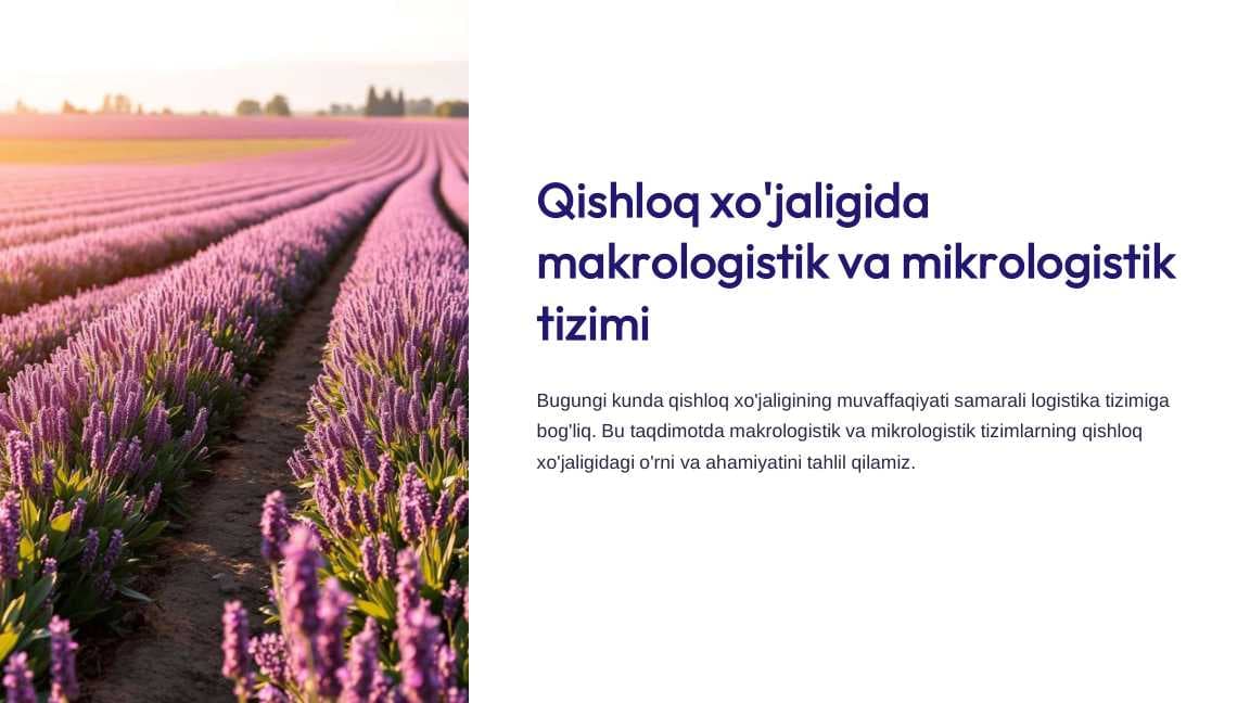 Qishloq xojaligida makrologistik va mikrologistik tizimi