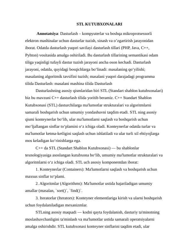 STL KUTUBXONALARI