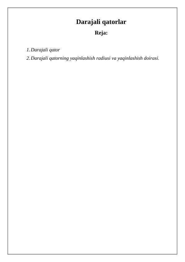 Darajali qatorlar