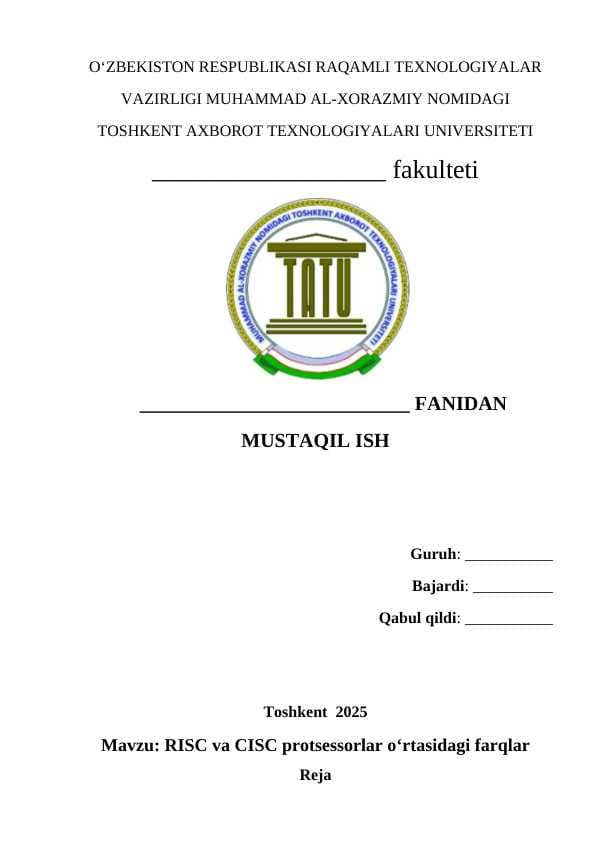 RISC va CISC protsessorlar o‘rtasidagi farqlar