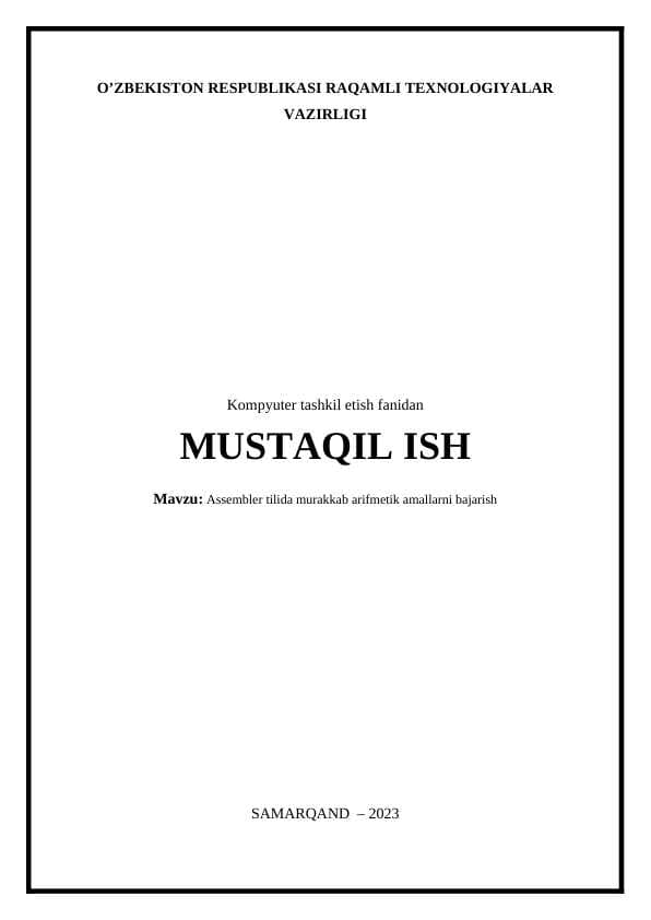 Assembler tilida murakkab arifmetik amallarni bajarish