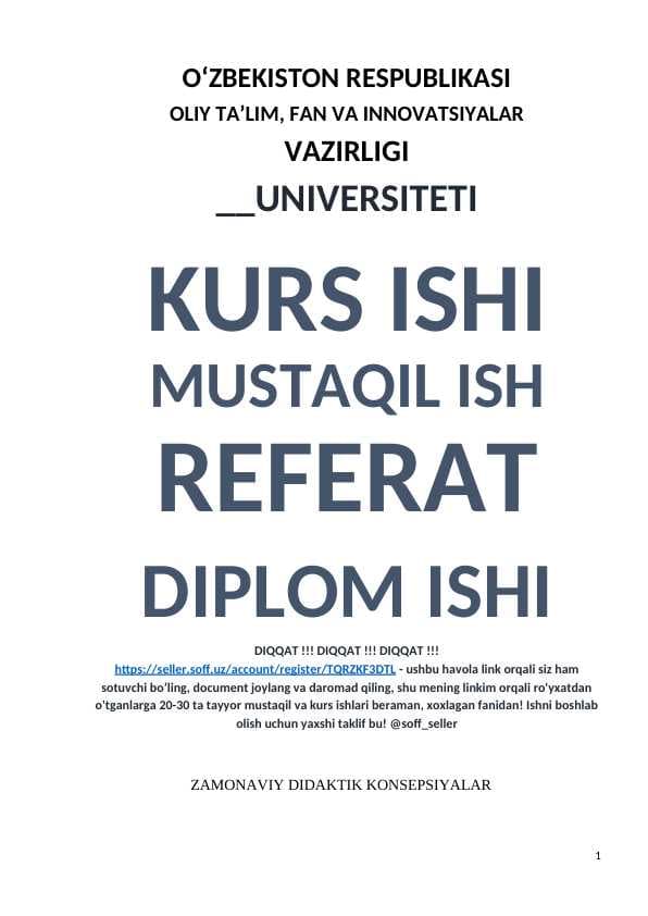 ZAMONAVIY DIDAKTIK KONSEPSIYALAR