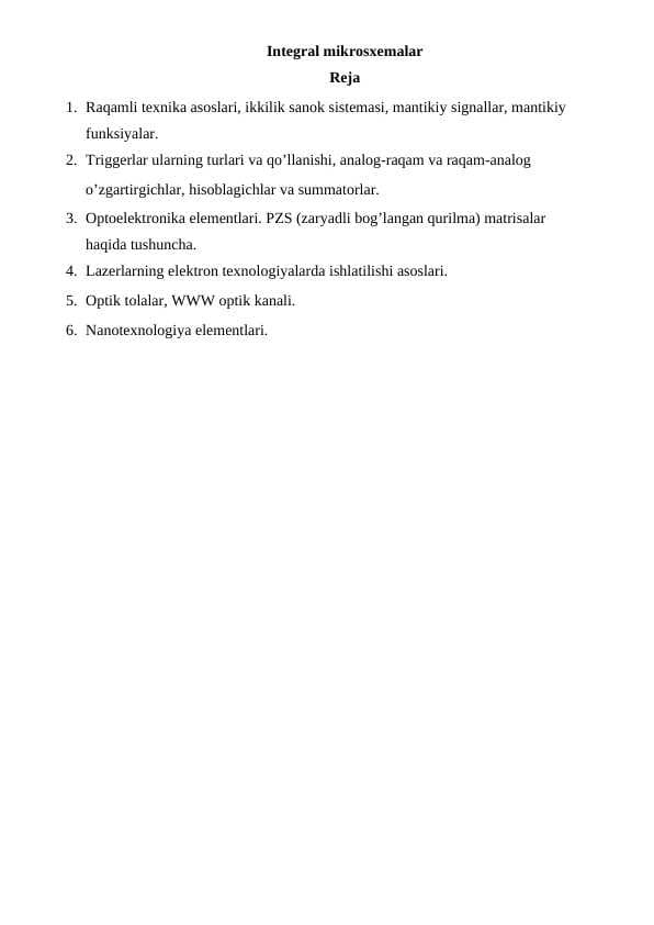 Integral mikrosxemalar