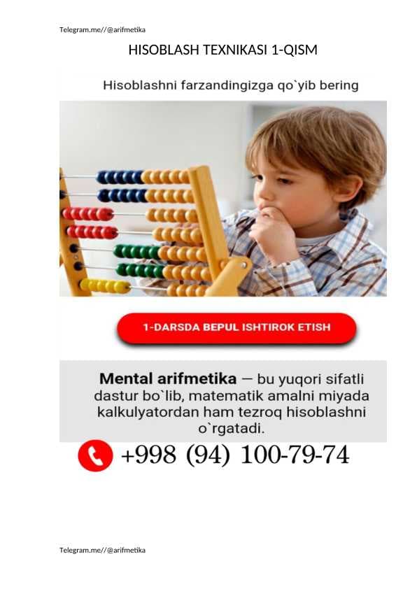 Mental arifmetika. Farzandingiz uchun