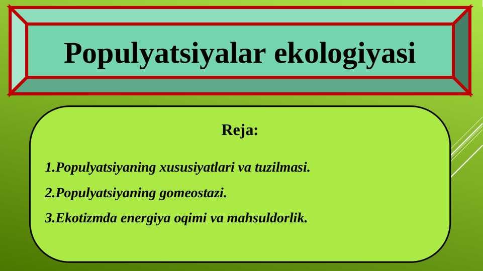 Populyatsiyalar ekologiyasi