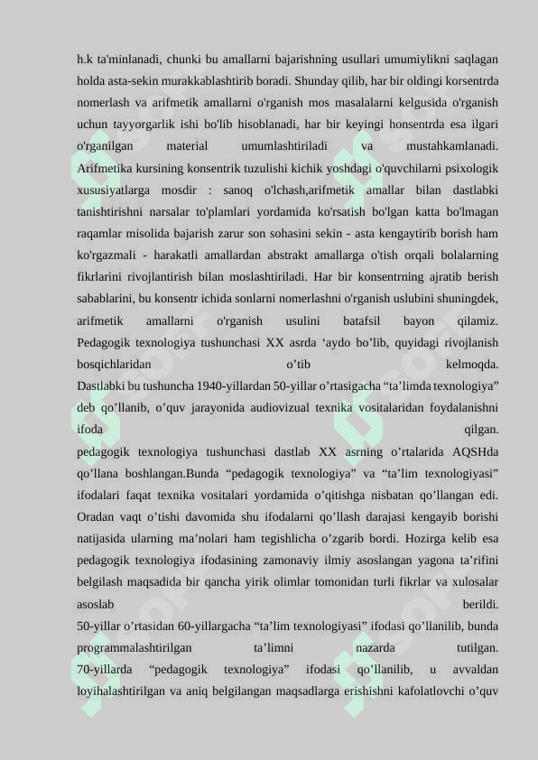 Arifmetik masalalarni yechishga o'rgatish metodikasi,