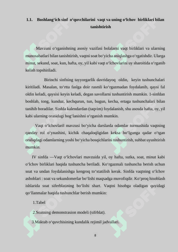 3-sinfda vaqtga oid tushunchalarni shakllantirish metodikasi