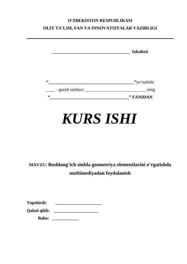 Boshlang‘ich sinfda geometriya elementlarini o‘rgatishda multimediyadan foydalanish
