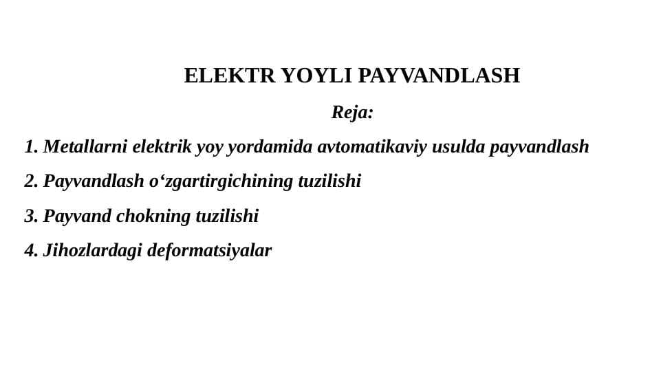 ELEKTR YOYLI PAYVANDLASH