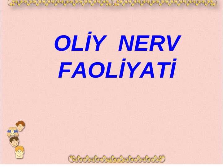 OLİY  NERV FAOLİYATİ