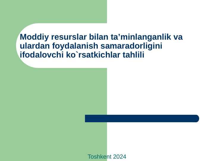 moddiy resurslar bilan ta'minlanganlik