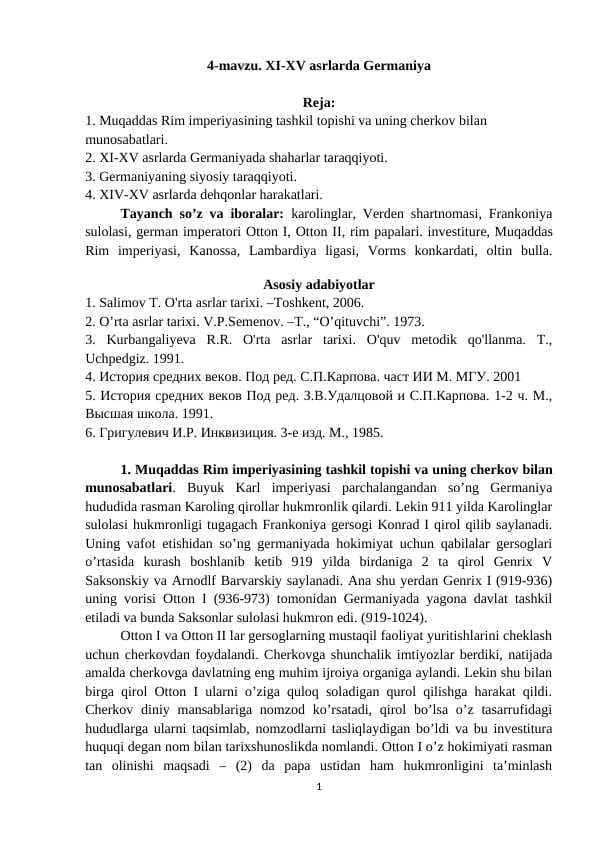 XI-XV asrlarda Germaniya