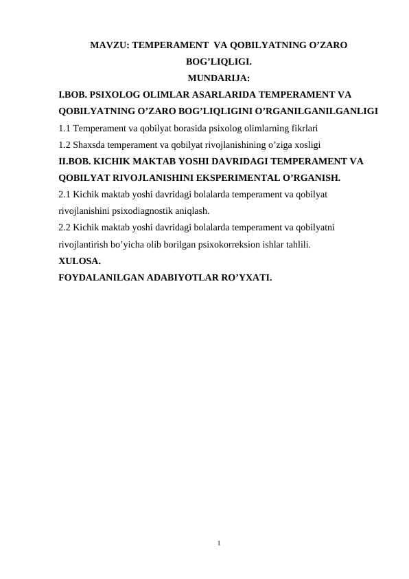 Temperament  va qobilyatning o’zaro bog’liqligi