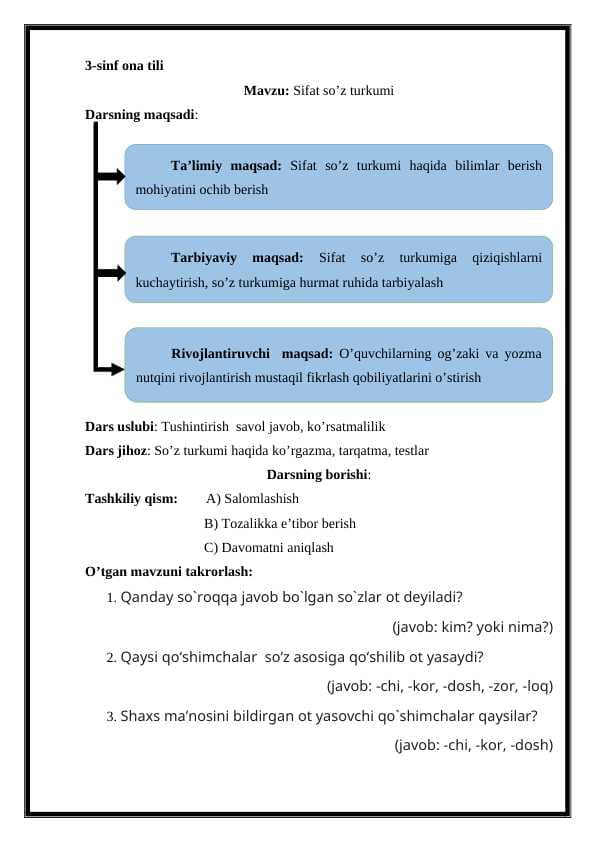 Sifat so`z turkumi