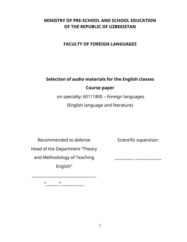 Selection of audio materials for the English classes