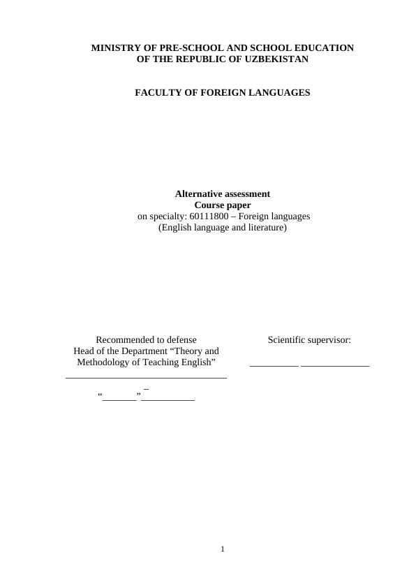 Alternative assessment