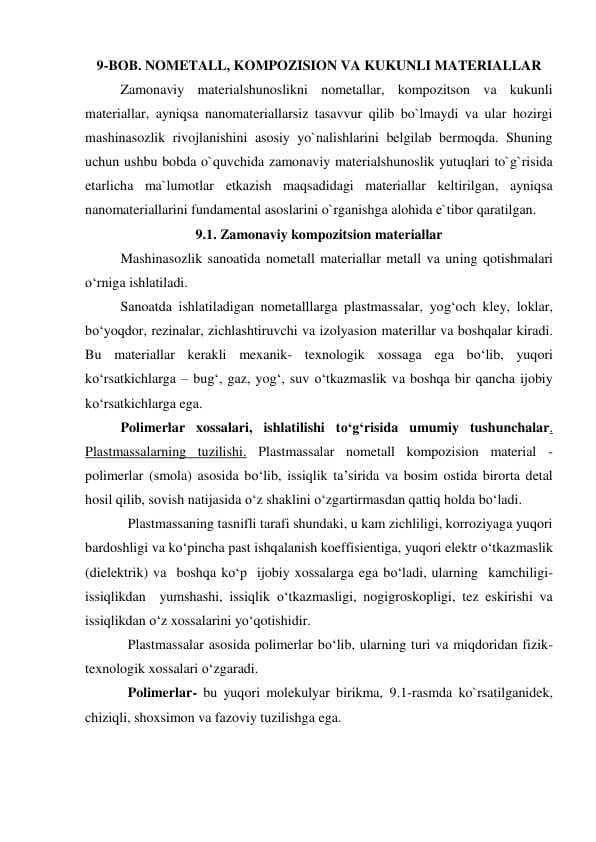 NOMETALL, KOMPOZISION VA KUKUNLI MATERIALLAR