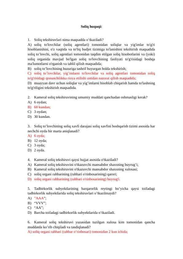 Soliq huquqi dan test