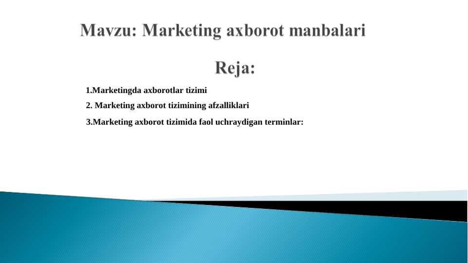 Marketing axborot manbalari