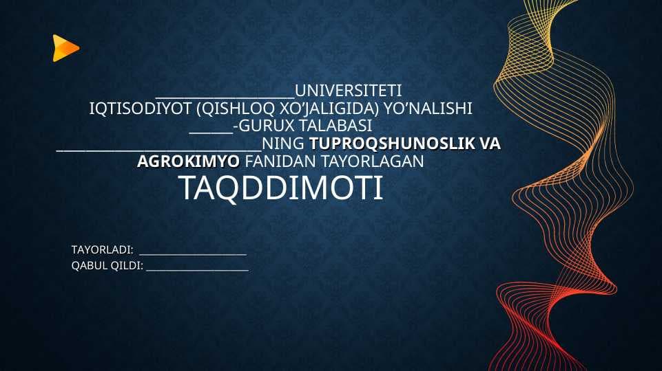 Tuproq eritmasi va tuproqdagi oksidlanish qaytarilish jarayonlari