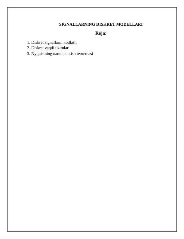 SIGNALLARNING DISKRET MODELLARI
