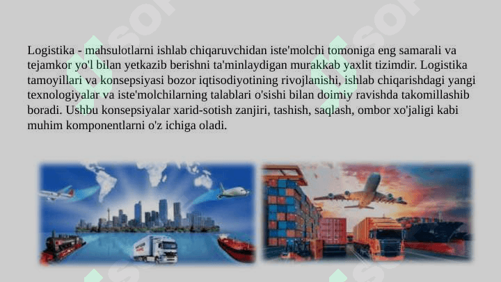 O’zbekistonda logistikaning rivojlanishi va holati