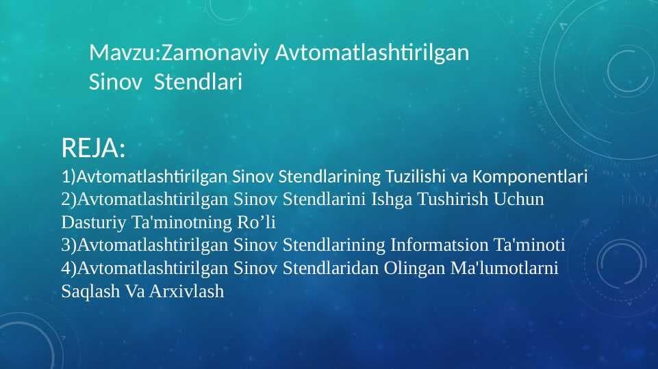 Zamonaviy Avtomatlashtirilgan Sinov Stendlari