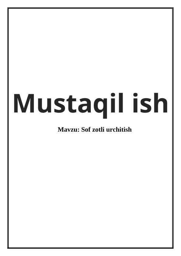 Sof zotli urchitish