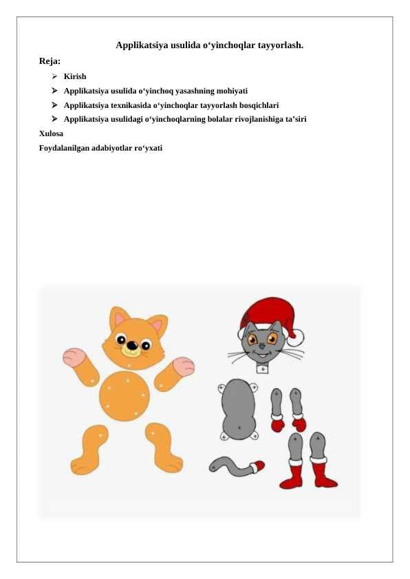 Applikatsiya usulida o‘yinchoqlar tayyorlash
