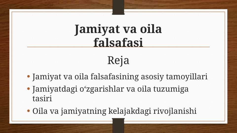 Jamiyat va oila falsafasi