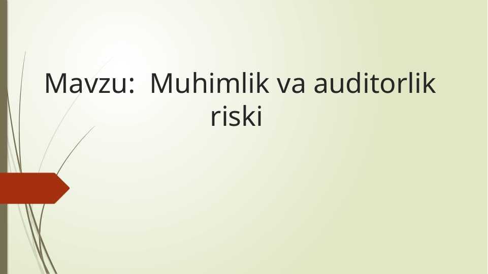 Muhimlik va auditorlik riski