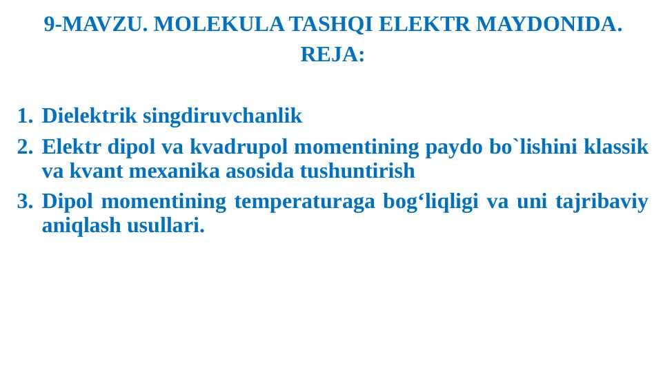 Molekula tashqi elektr maydonida