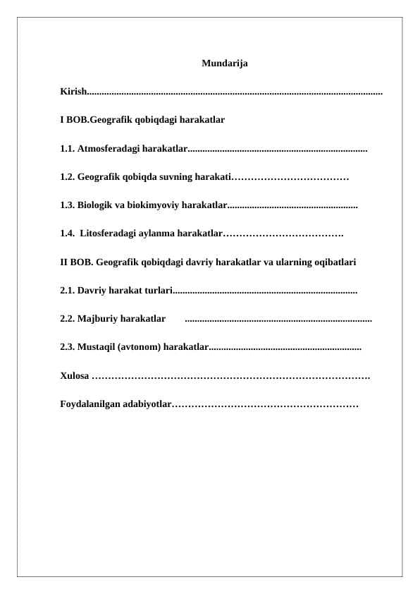 Geografik qobiqdagi harakatlar