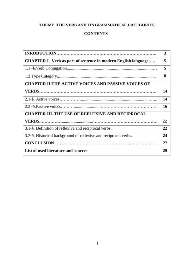 THE VERB AND ITS GRAMMATICAL CATEGORIES