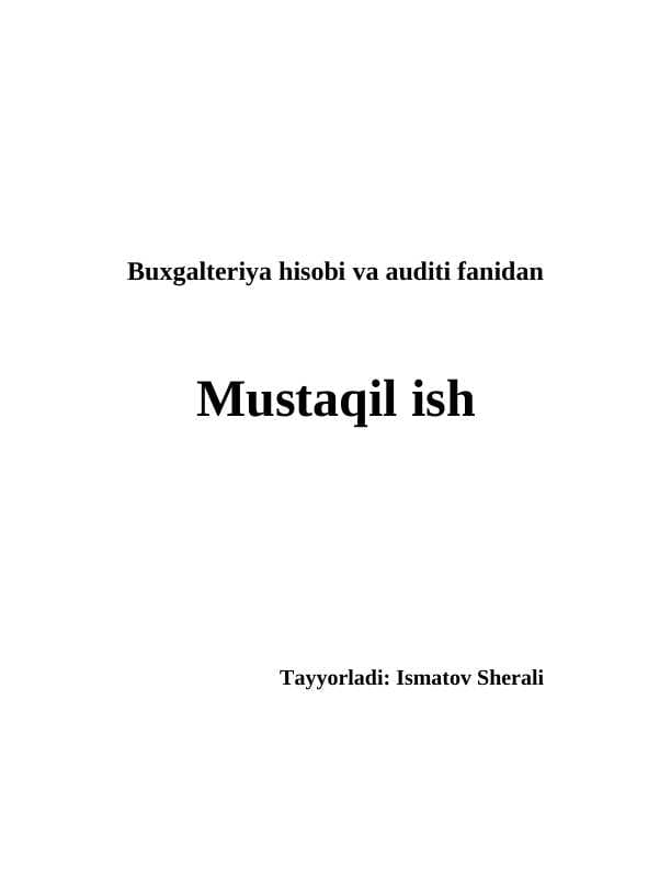 Auditorlik tekshiruvini rejalashtirish     mustaqil ish