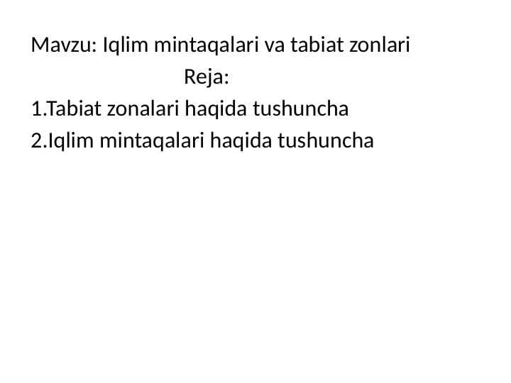 Iqlim mintaqalari va tabiat zonlari
