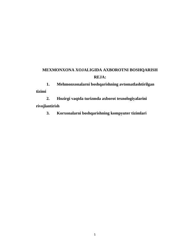 MEXMONXONA XOJALIGIDA AXBOROTNI BOSHQARISH