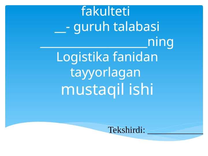 Logistikada marketing faoliyati