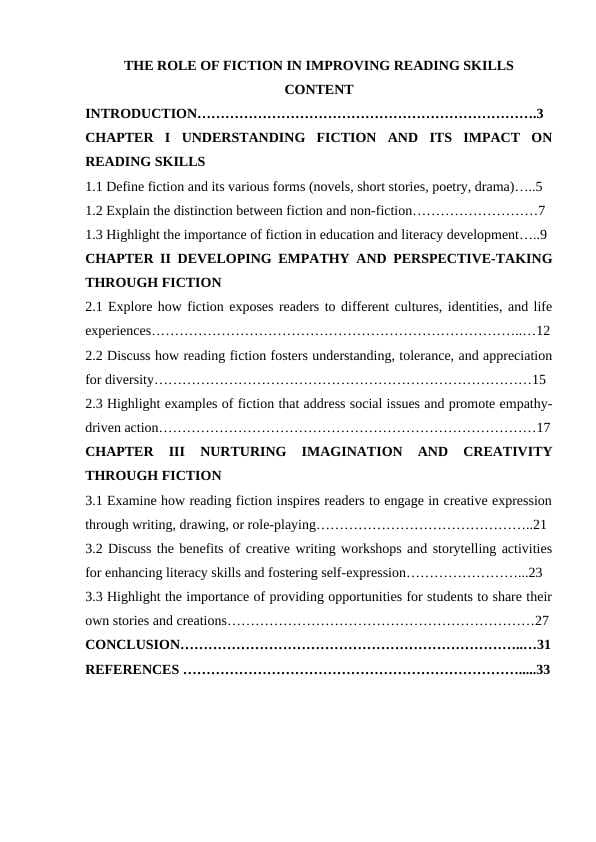 THE ROLE OF FICTION IN IMPROVING READING SKILLS