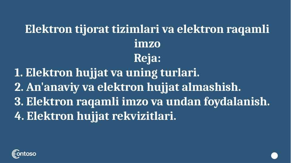 Elektron tijorat tizimlari va elektron raqamli imzo