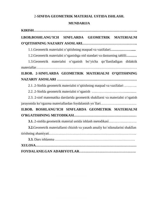 2-SINFDA GEOMETRIK MATERIAL USTIDA ISHLASH.