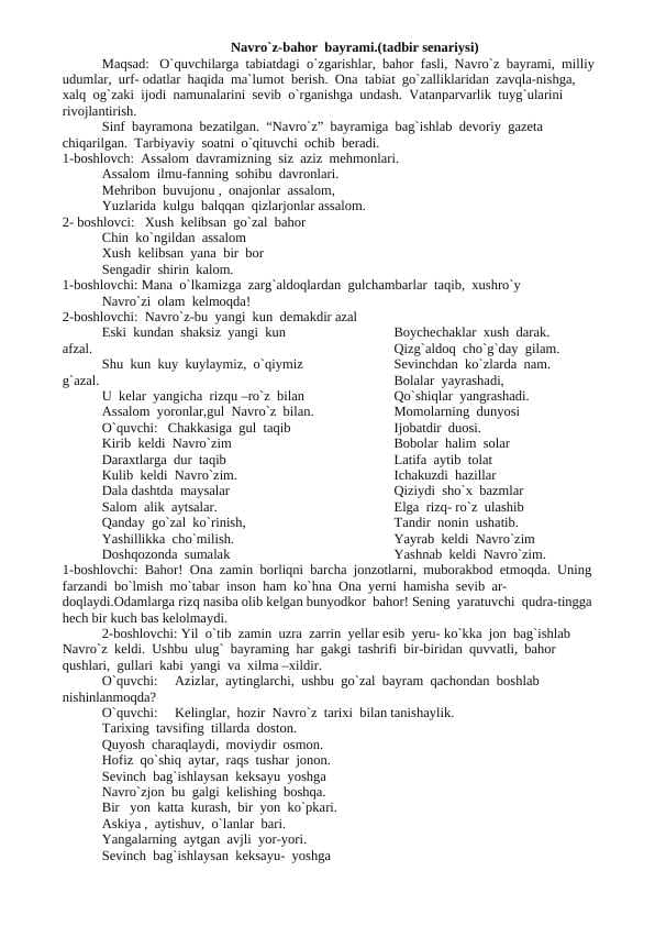 Navro`z-bahor  bayrami MTM